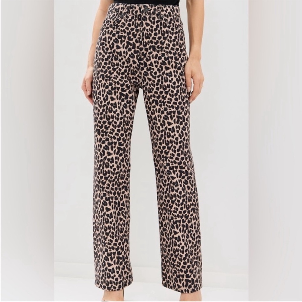 Reformation Leopard Print Straight Leg Jeans